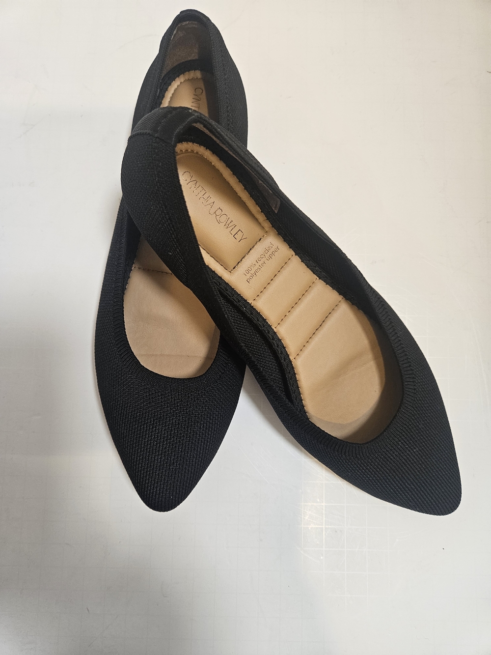 Cynthia Rowley Chelsea Knit Ballet Flats Pointed Toe Black 7.5 M Eco Comfort